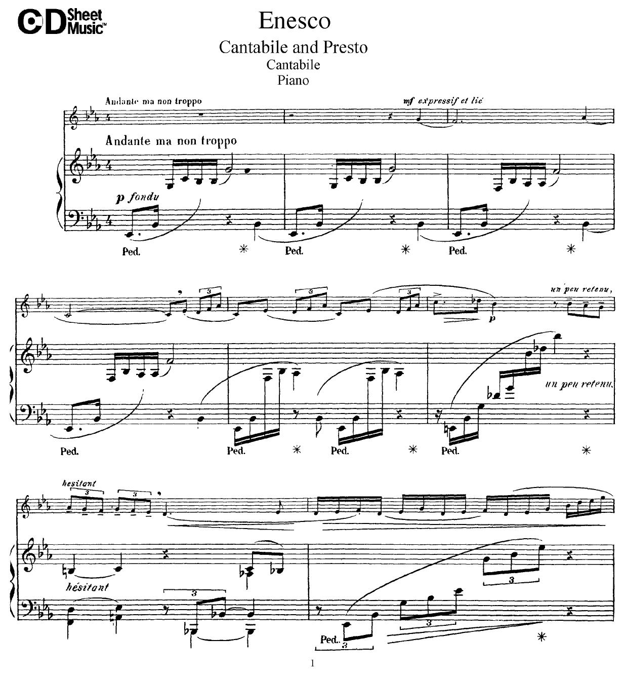 Flute Solos: Georges Enesco, Score by WBaxley Music Subito Music Corp & Stephens Pub. Co