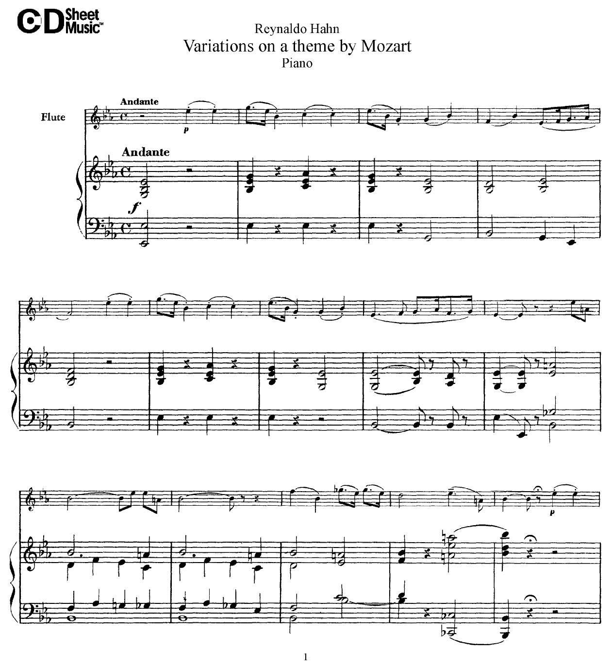 Flute Solos: Hahn, Score by WBaxley Music Subito Music Corp & Stephens Pub. Co
