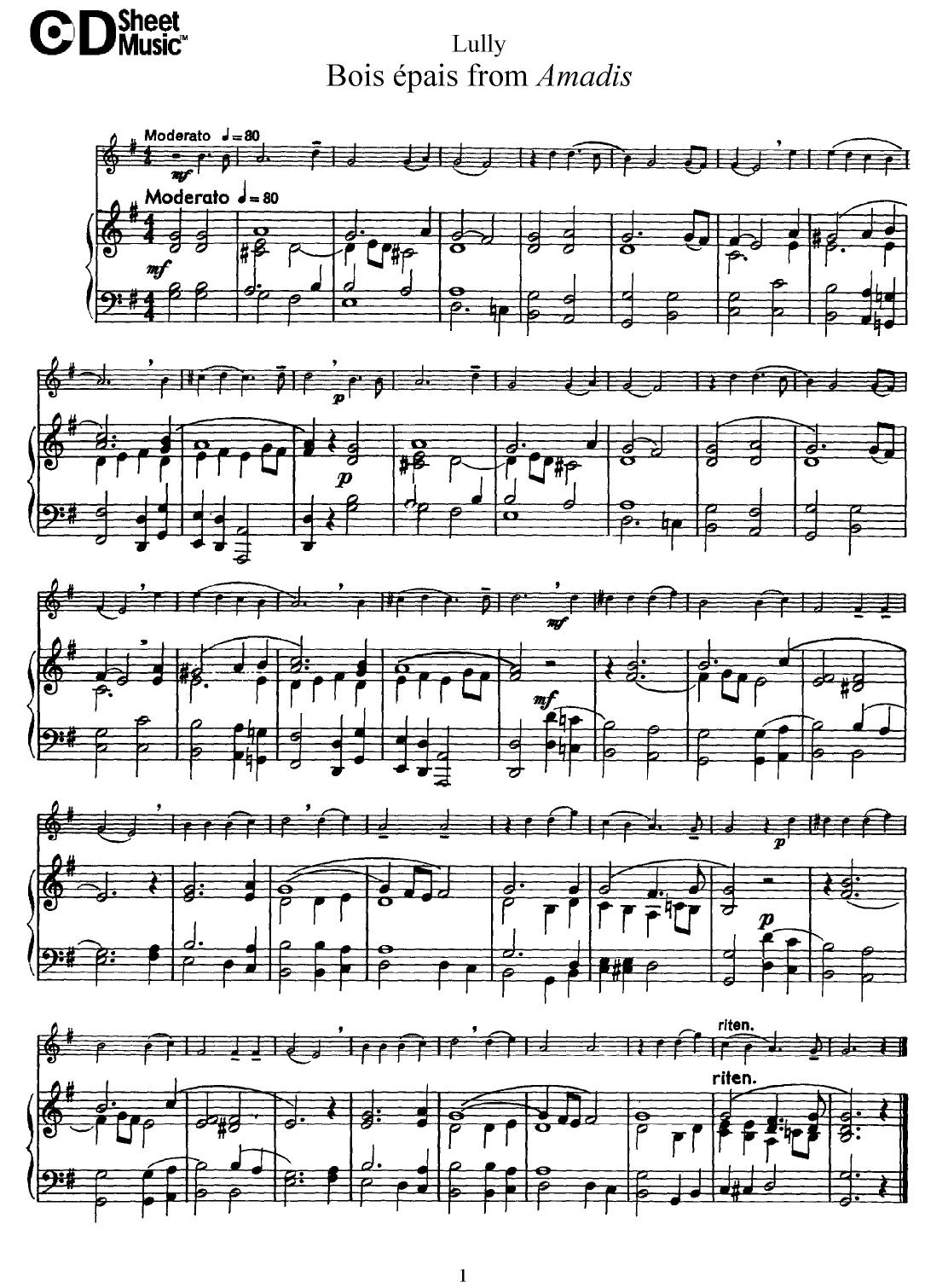 Flute Solos: Lully -Score by WBaxley Music Subito Music Corp & Stephens Pub. Co