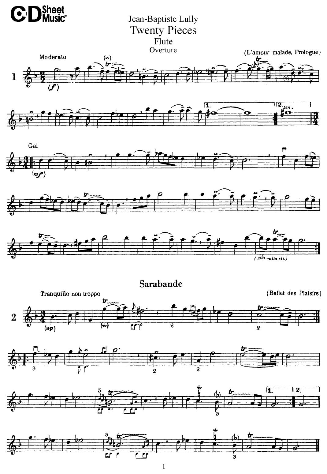 Flute Solos: Lully, Part by WBaxley Music Subito Music Corp & Stephens Pub. Co