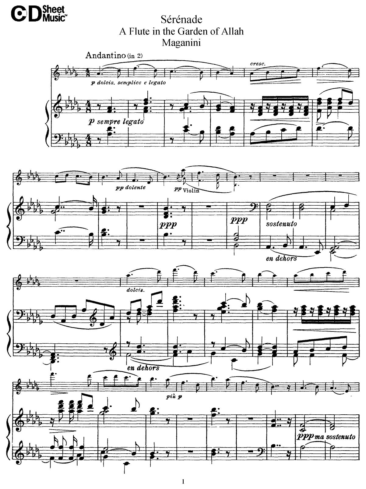 Flute Solos: Maganini, Score by WBaxley Music Subito Music Corp & Stephens Pub. Co