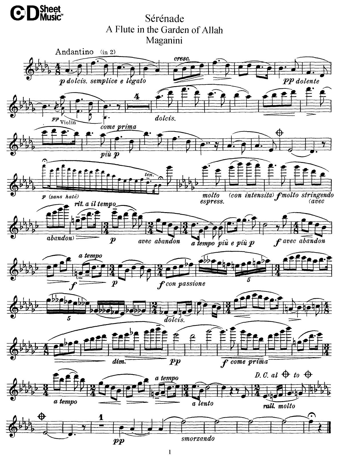 Flute Solos: Maganni, Part by WBaxley Music Subito Music Corp & Stephens Pub. Co