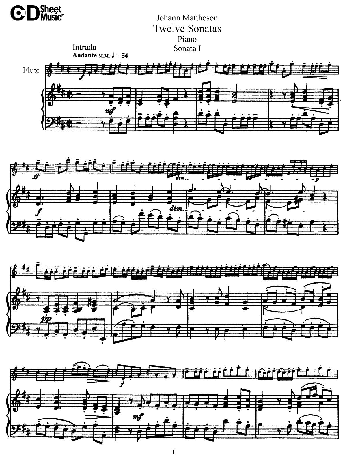 Flute Solos: Mattheson, Score by WBaxley Music Subito Music Corp & Stephens Pub. Co