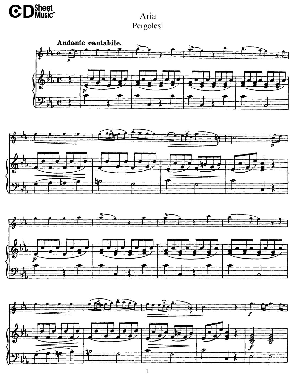 Flute Solos: Pergolesi - Score by WBaxley Music Subito Music Corp & Stephens Pub. Co