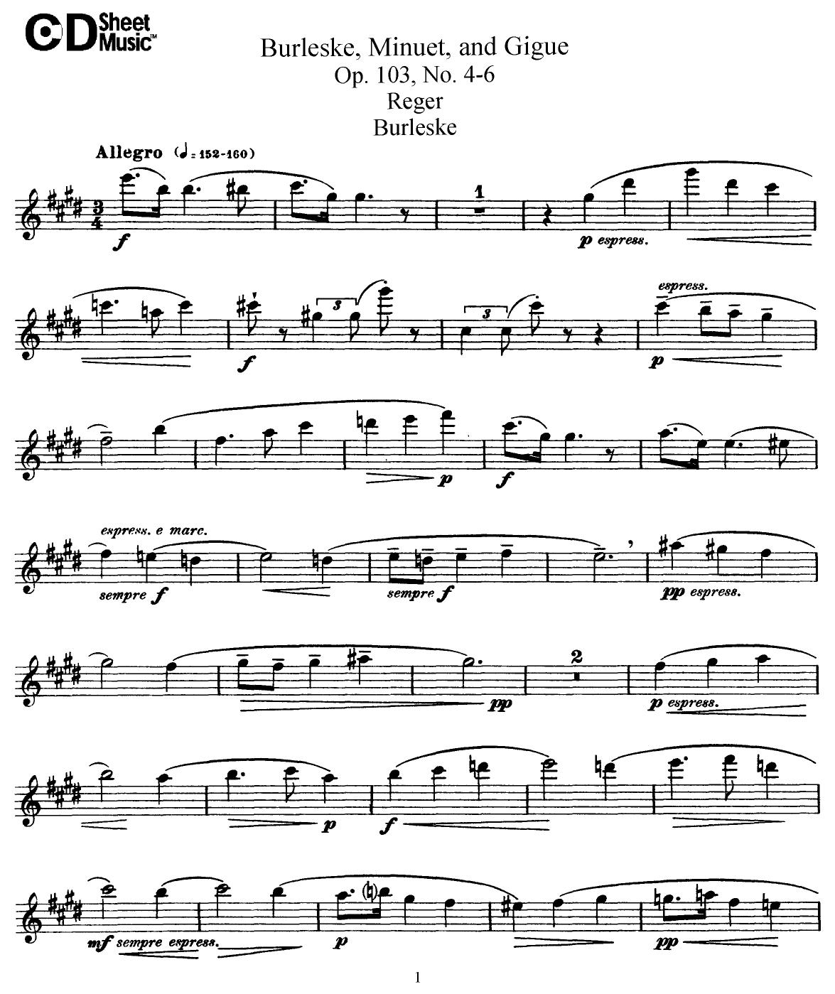 Flute Solos: Reger, Op. 103 - Part by WBaxley Music Subito Music Corp & Stephens Pub. Co