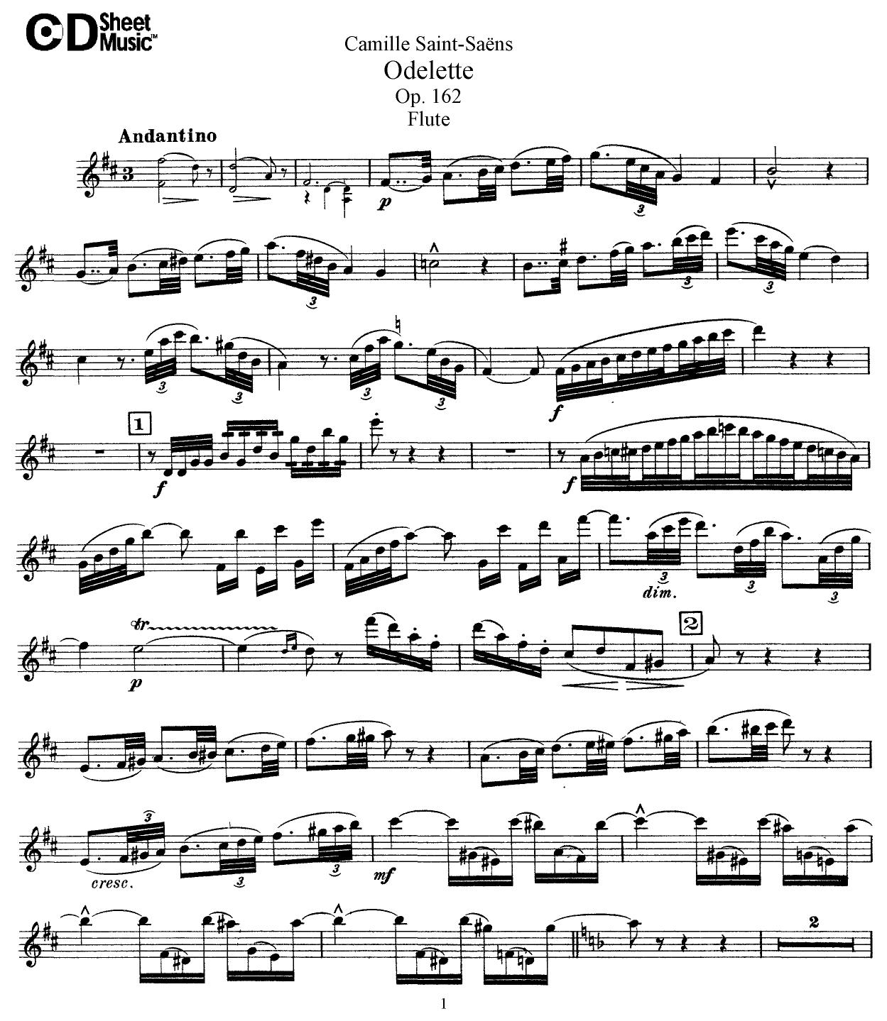 Flute Solos: Saint-Saens, Op. 162 - Part by WBaxley Music Subito Music Corp & Stephens Pub. Co