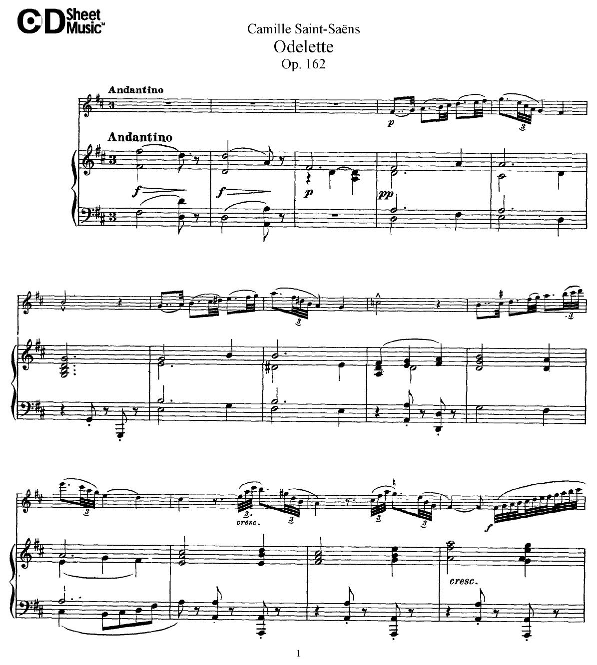 Flute Solos: Saint-Saens, Op. 162 - Score by WBaxley Music Subito Music Corp & Stephens Pub. Co