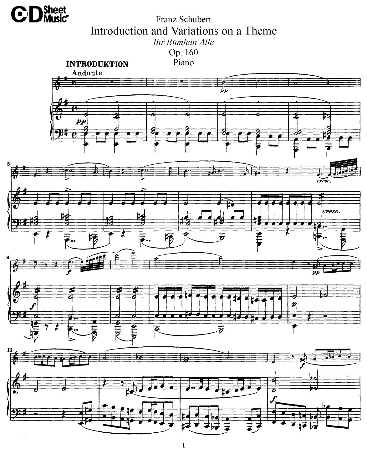 Flute Solos: Schubert, Op. 160 - Score by WBaxley Music Subito Music Corp & Stephens Pub. Co