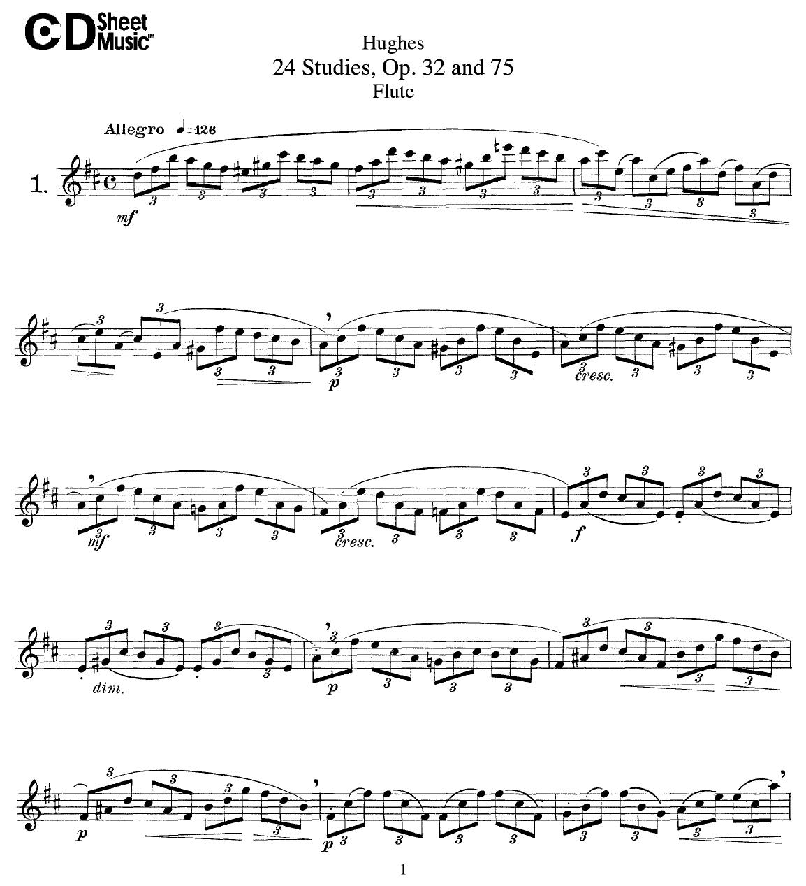 Flute Studies: Hughes, Op.32 and 75 by WBaxley Music Subito Music Corp & Stephens Pub. Co