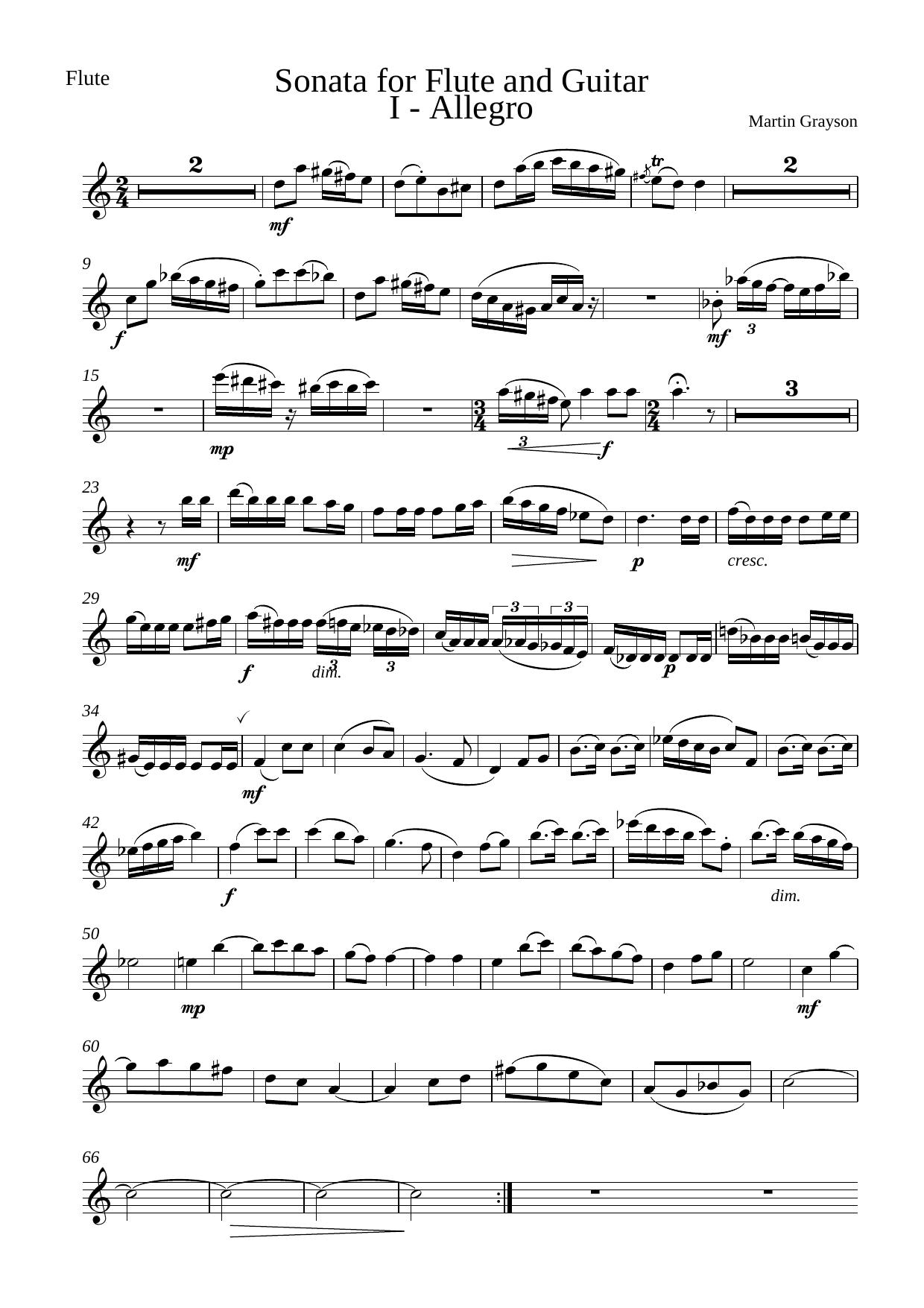 Flute and guitar sonata, part g by Unknown