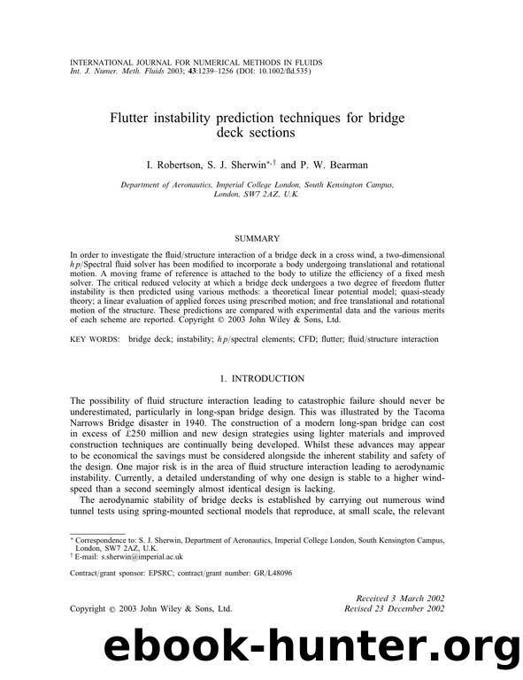 Flutter instability prediction techniques for bridge deck sections by Unknown