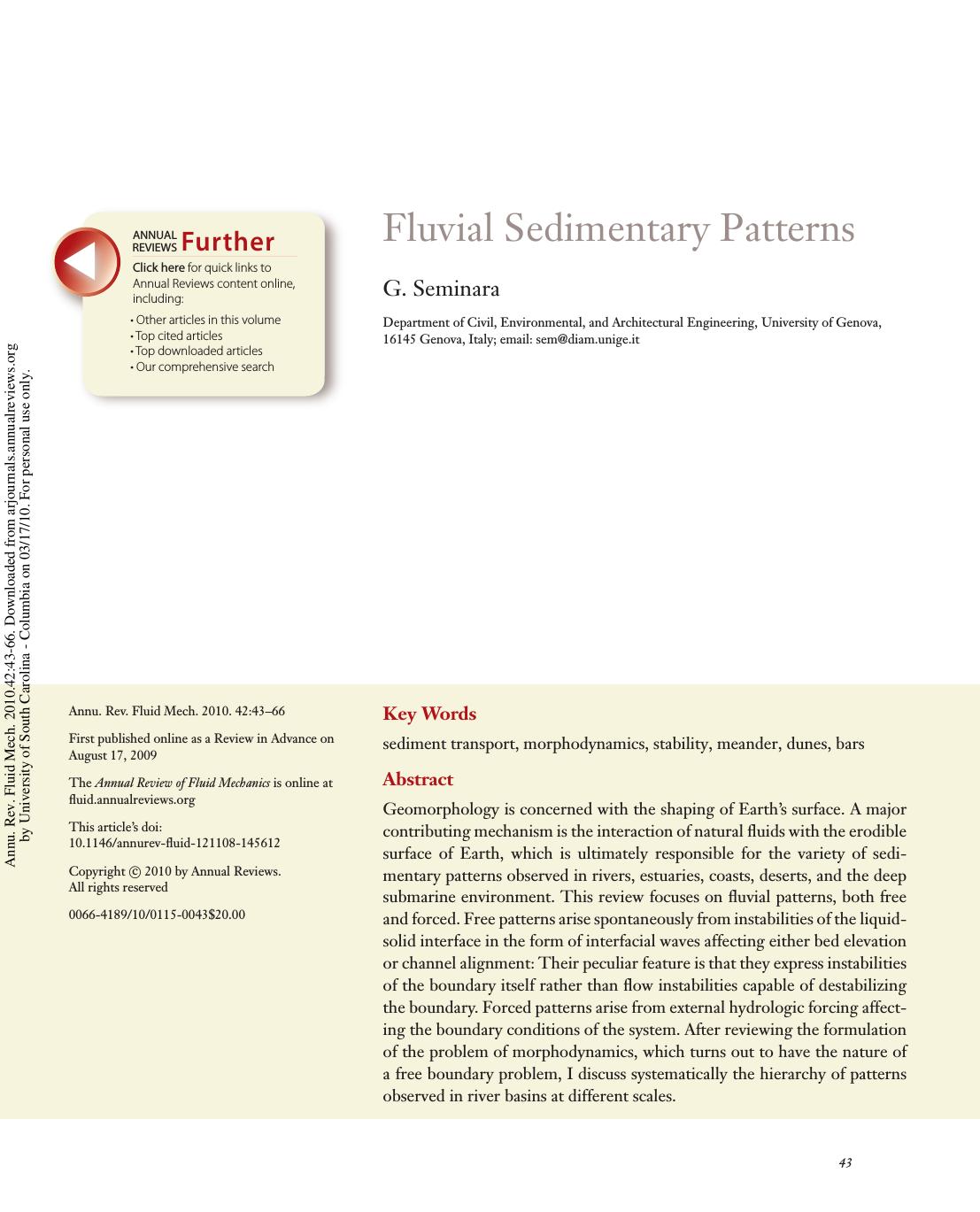 Fluvial Sedimentary Patterns by G. Seminara