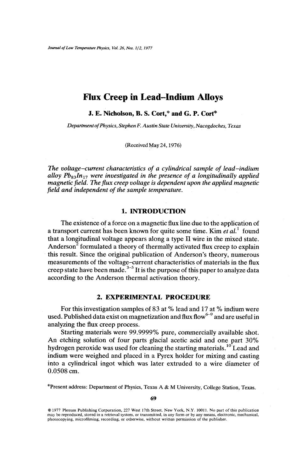 Flux creep in lead-indium alloys by Unknown