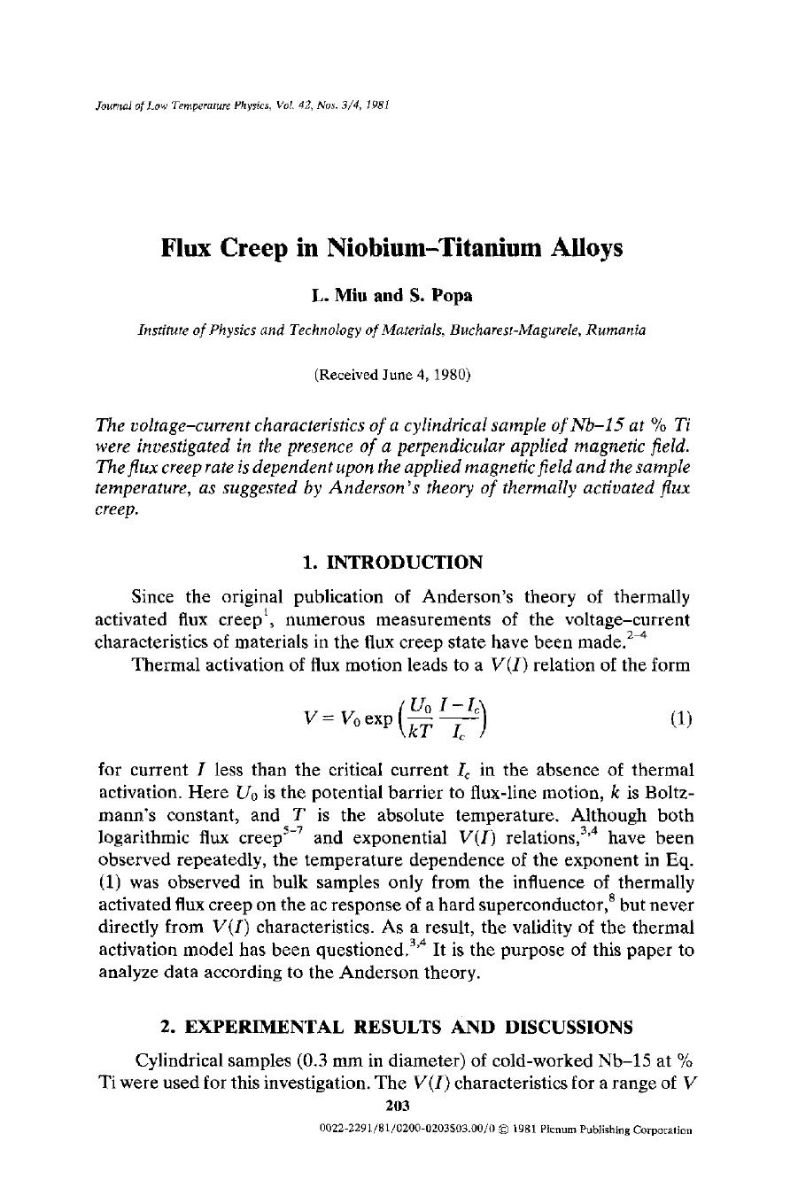 Flux creep in niobium-titanium alloys by Unknown