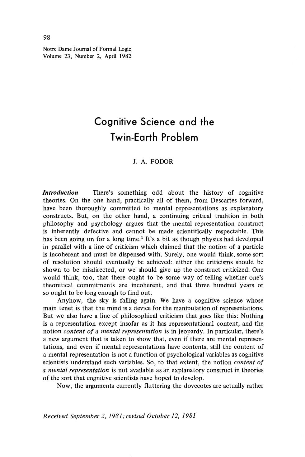 Fodor J. Cognitive Science and the Twin-Earth Problem (1982)(en)(21s) by Unknown