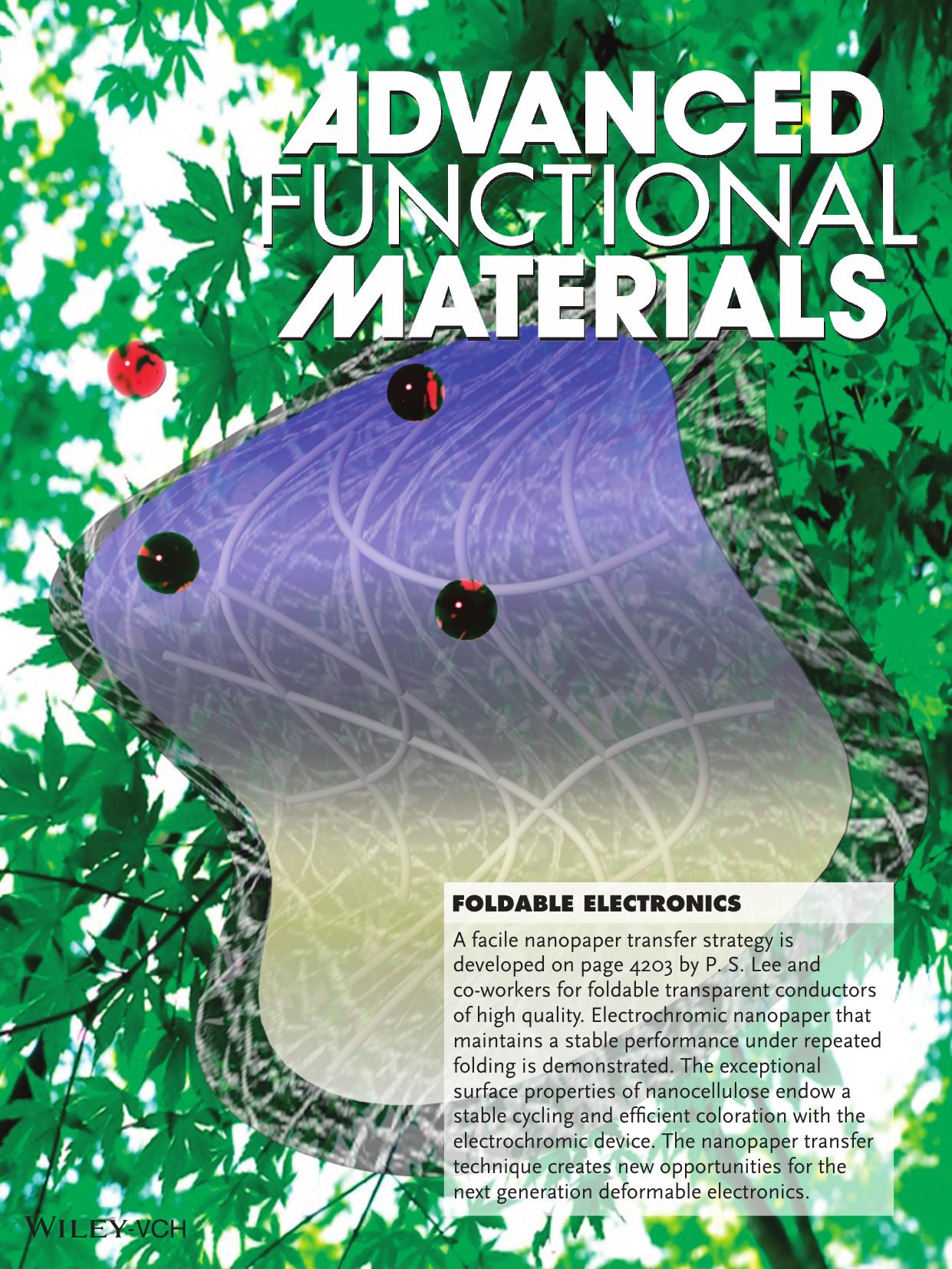 Foldable Electronics: Foldable Electrochromics Enabled by Nanopaper Transfer Method (Adv. Funct. Mater. 27&#x0002F;2015) by Unknown
