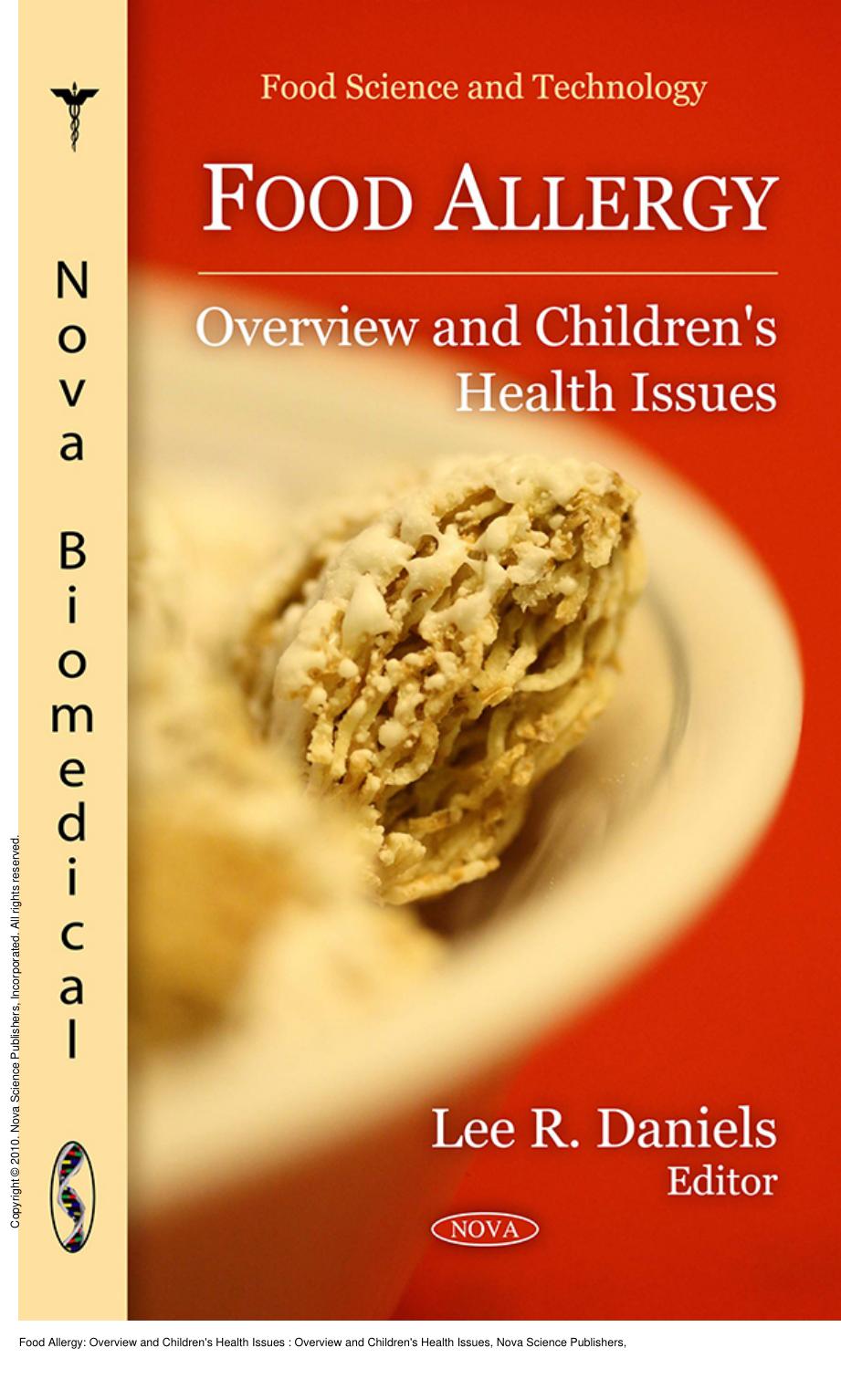 Food Allergy: Overview and Children's Health Issues : Overview and Children's Health Issues by Lee R. Daniels