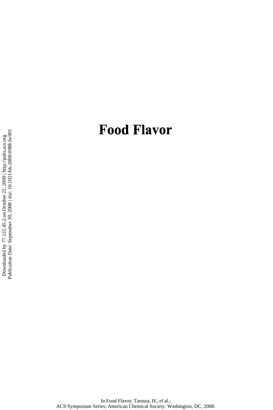 Food Flavor. Chemistry, Sensory Evaluation, and Biological Activity by Hirotoshi Tamura