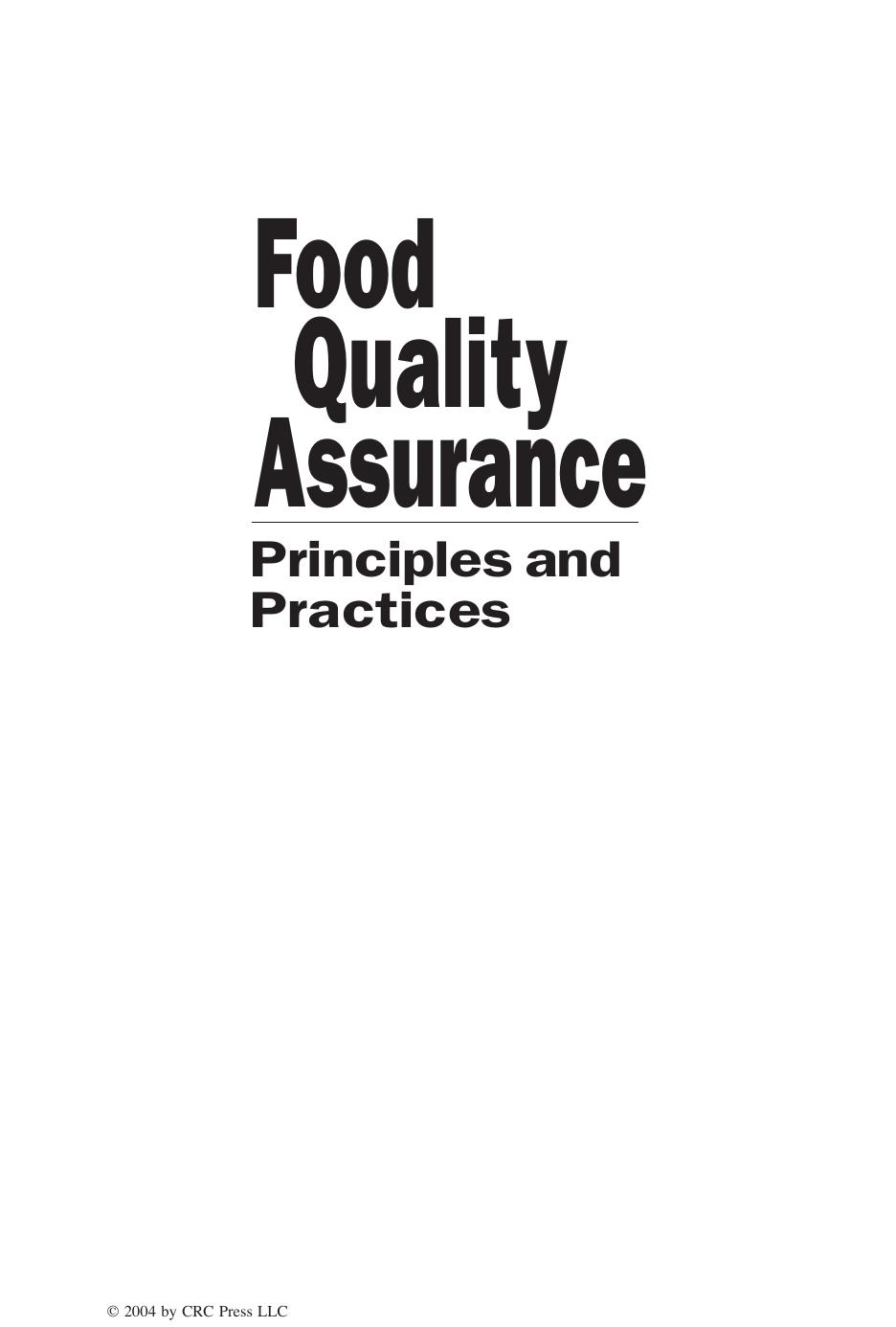 Food Quality Assurance: Principles and Practices by Inteaz Alli