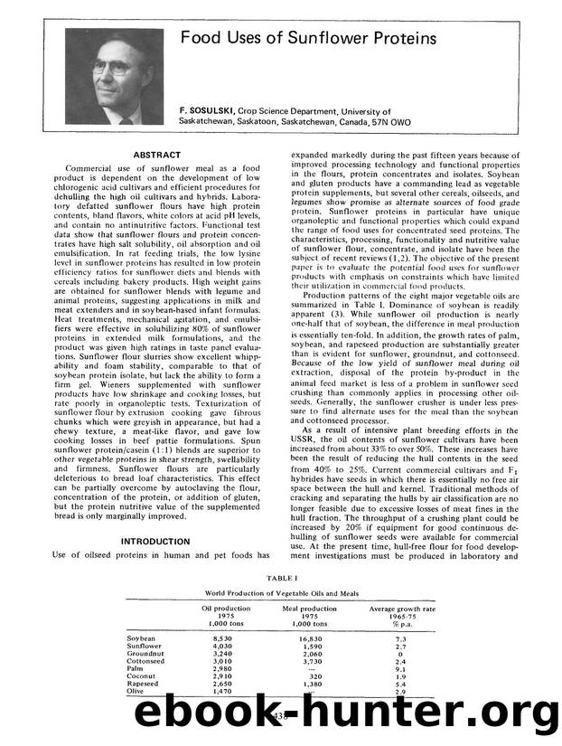 Food uses of sunflower proteins by Unknown