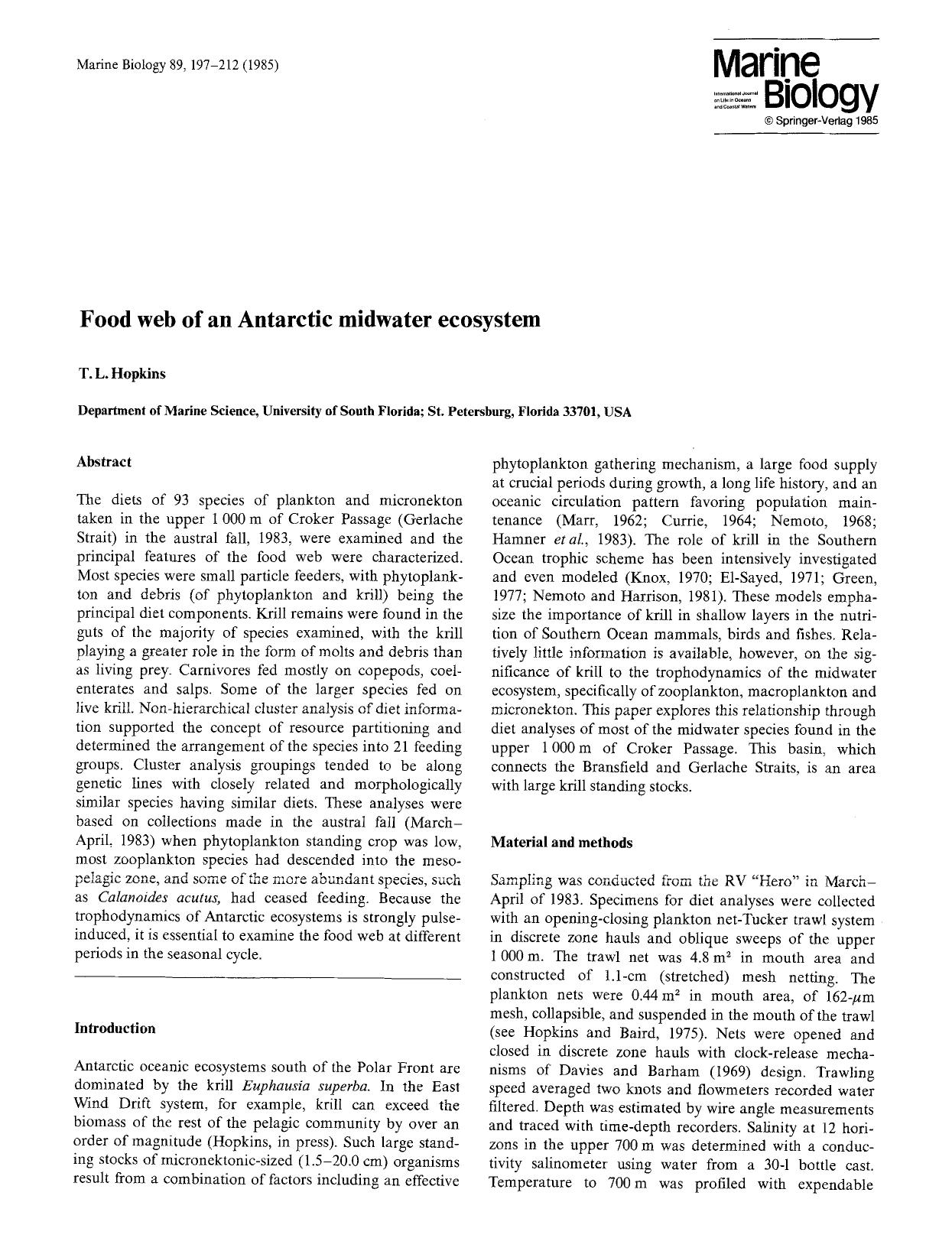 Food web of an Antarctic midwater ecosystem by Unknown