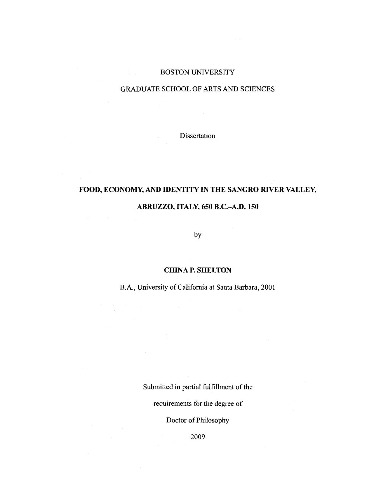 Food, economy, and identity in the Sangro River Valley, Abruzzo, Italy, 650 B.C.-A.D. 150 by China P Shelton