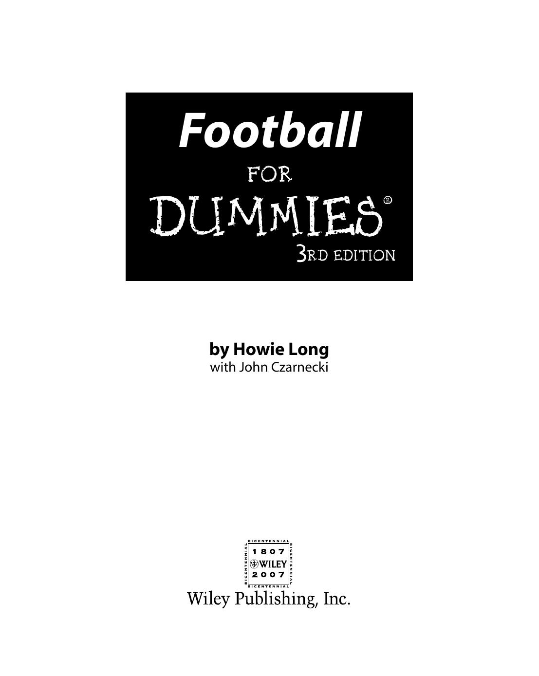 Football for Dummies 3rd Edition by Unknown