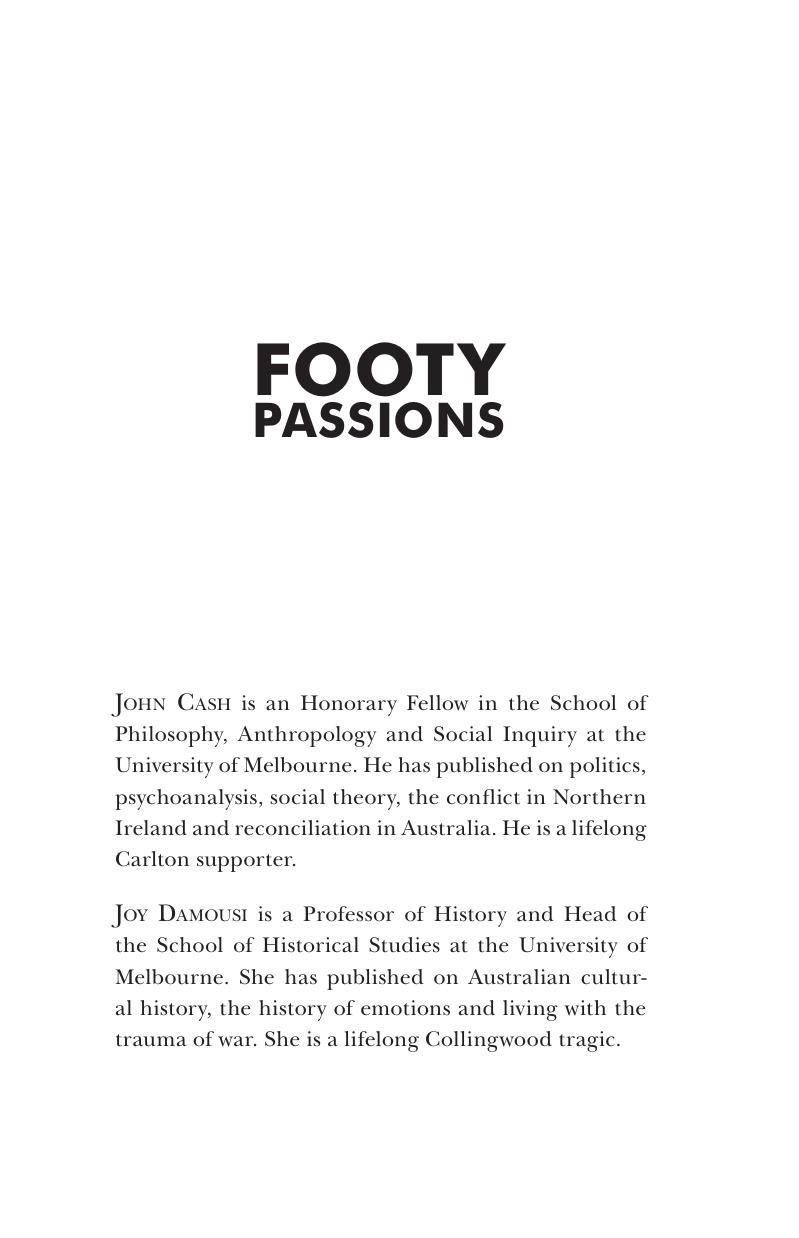 Footy Passions by Joy Damousi; John Cash