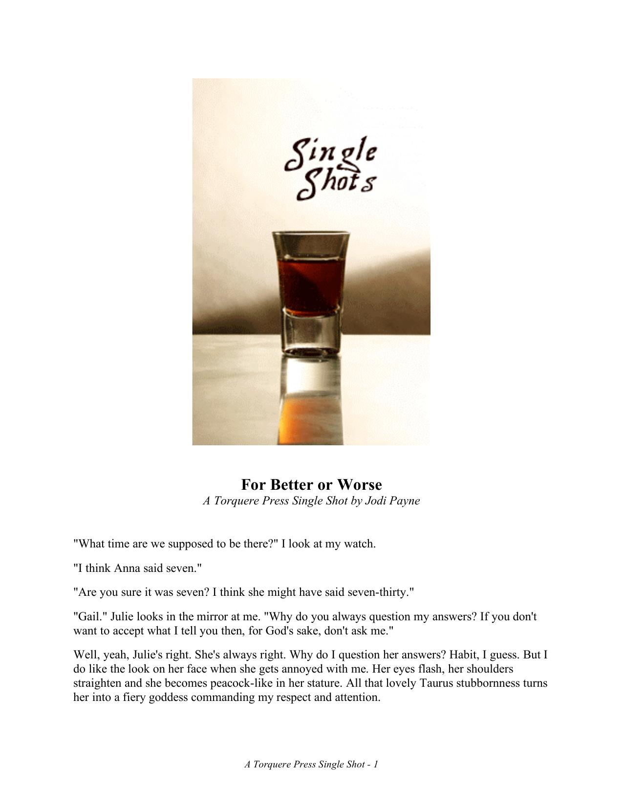 For Better or Worse by Jodi Payne