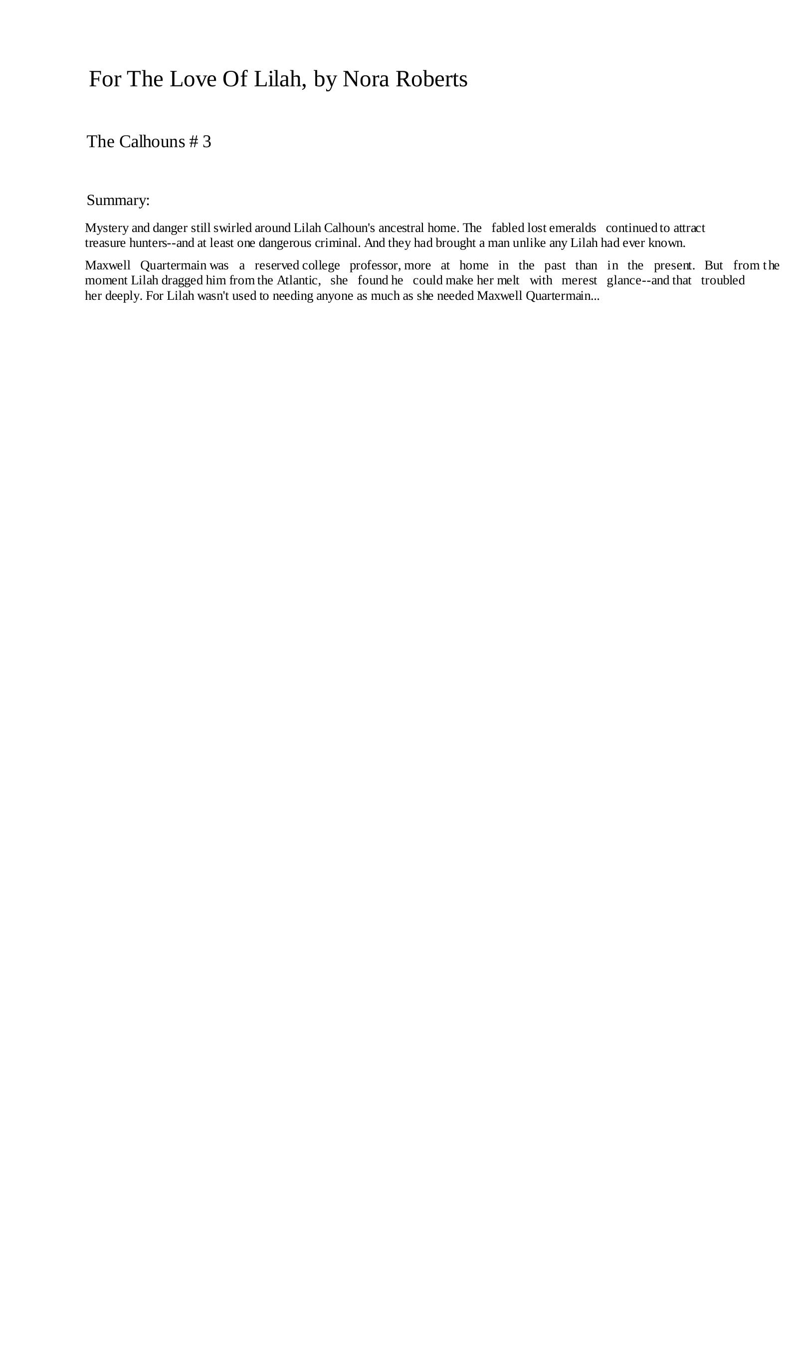 For The Love of Lilah by Nora Roberts by hellopdf.com Inc