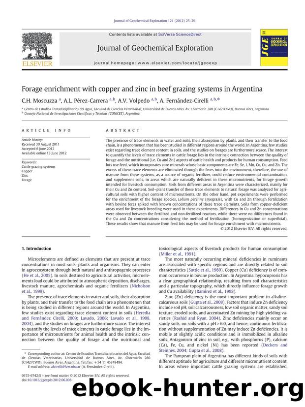 Forage enrichment with copper and zinc in beef grazing systems in Argentina by C.H. Moscuzza & A.L. Pérez-Carrera & A.V. Volpedo & A. Fernández-Cirelli