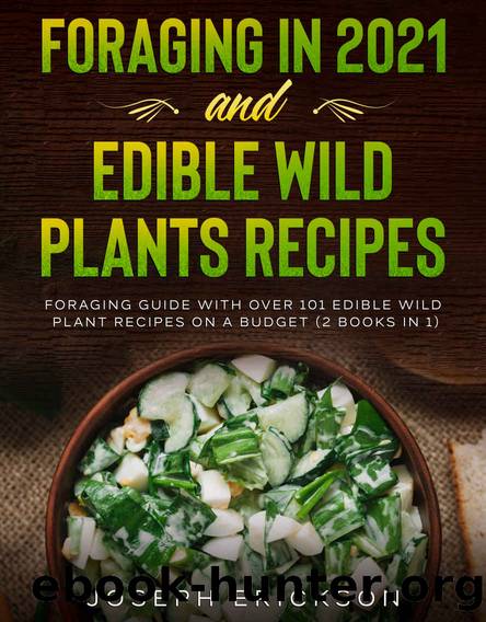 Foraging in 2021 AND Edible Wild Plants: Foraging Guide With Over 101 Edible Wild Plant Recipes On A Budget For 2021 (2 Books IN 1) by Joseph Erickson