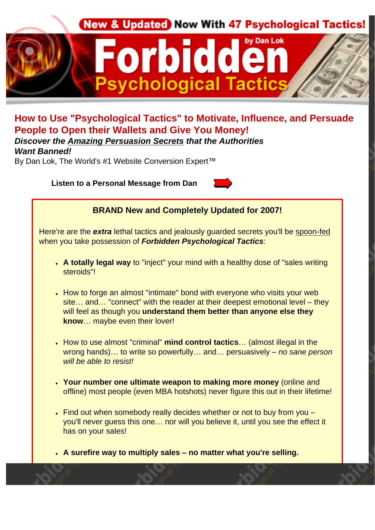 Forbidden Psychological Tactics. by Best of Kuszter's Collection