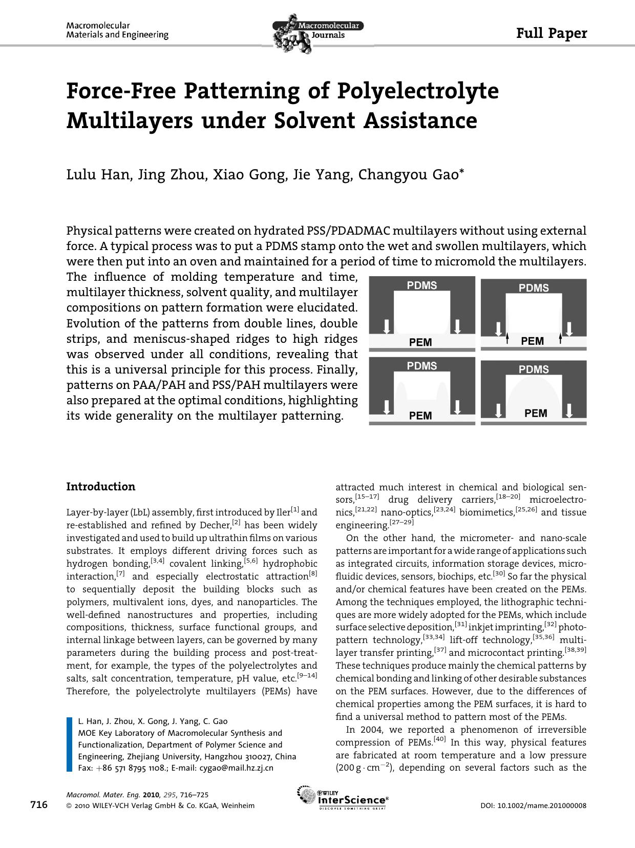 ForceFree Patterning of Polyelectrolyte Multilayers under Solvent Assistance by Unknown