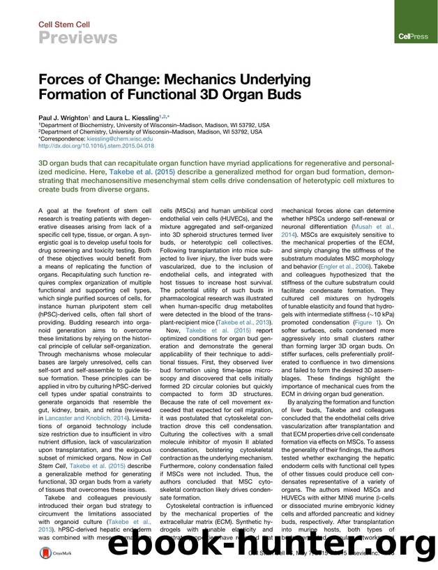 Forces of Change: Mechanics Underlying Formation of Functional 3D Organ Buds by Paul J. Wrighton & Laura L. Kiessling