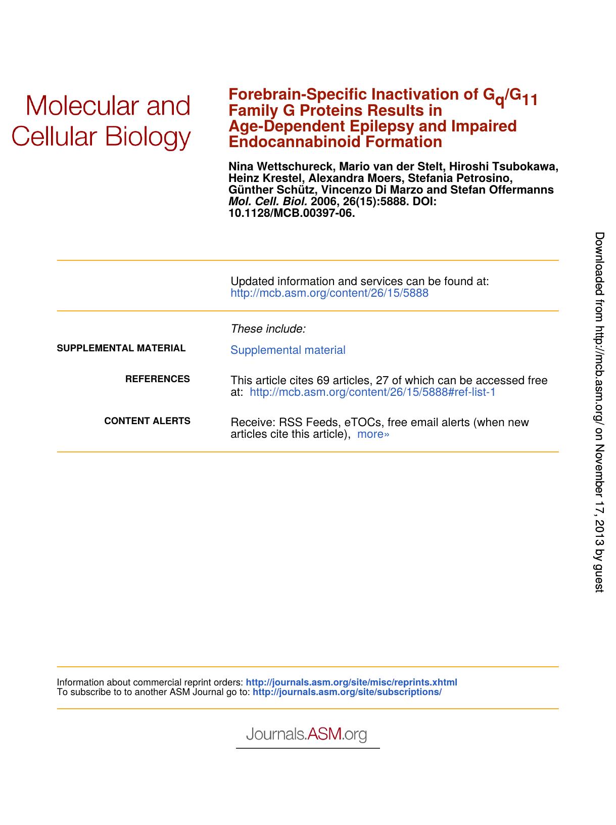 Forebrain-Specific Inactivation of Gq-G11 Family G Proteins Results in Age-Dependent Epilepsy and Impaired Endocannabinoid Formation by Unknown