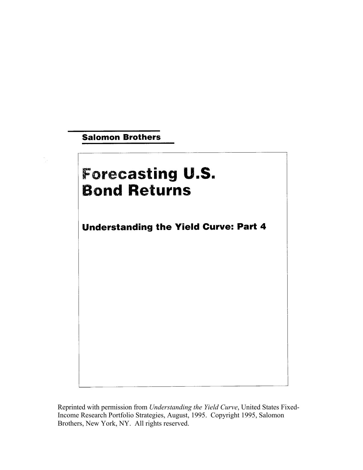 Forecasting U.S. Bond Returns by Forecasting US Bond Returns