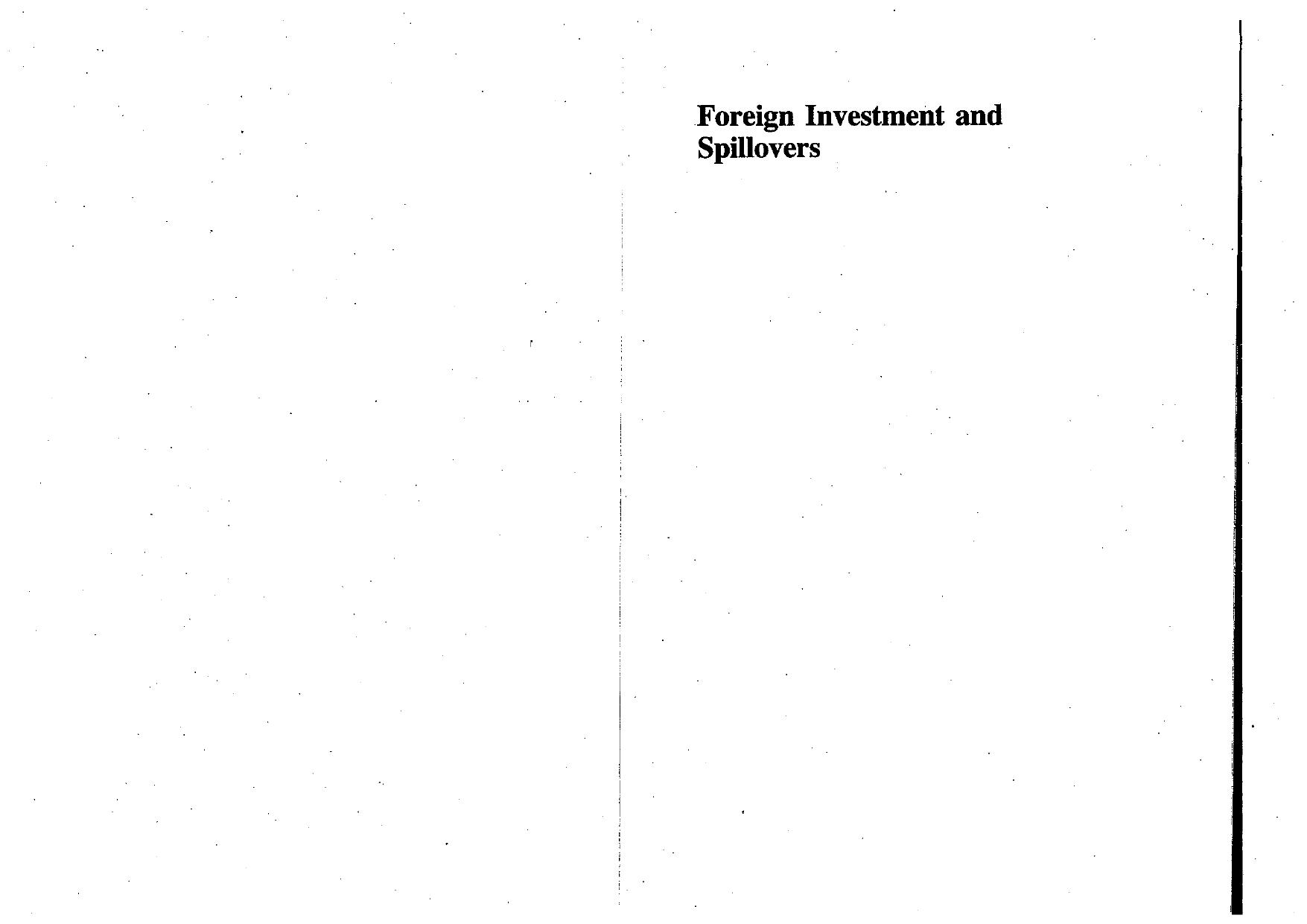 Foreign Investment and Spillovers by Magnus Blomstrom