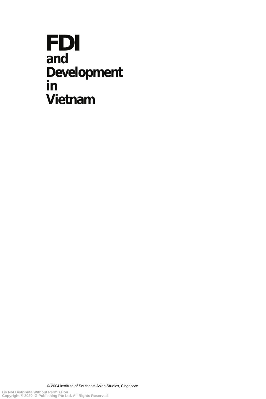 Foreign direct investment and development in Vietnam : policy implication by Hoang Mai Pham;