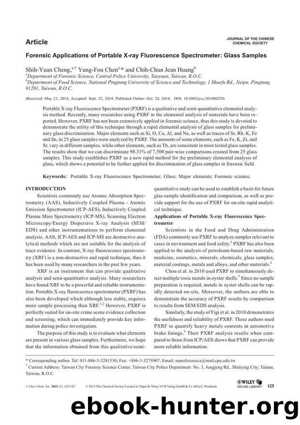 Forensic Applications of Portable Xray Fluorescence Spectrometer: Glass Samples by Unknown