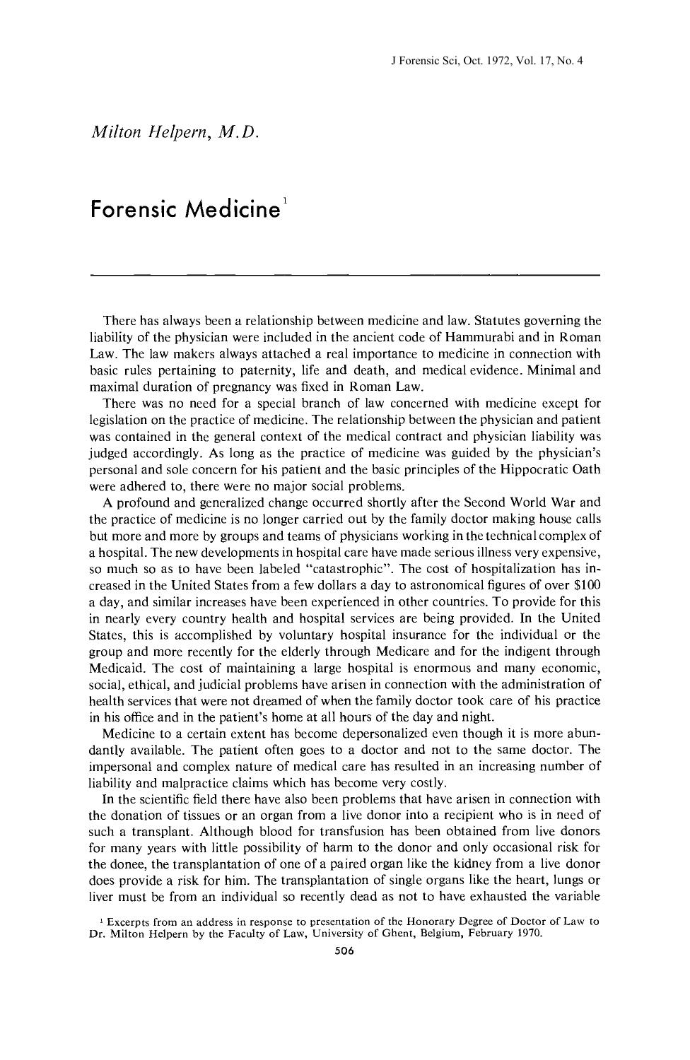 Forensic Medicine by Helpern M