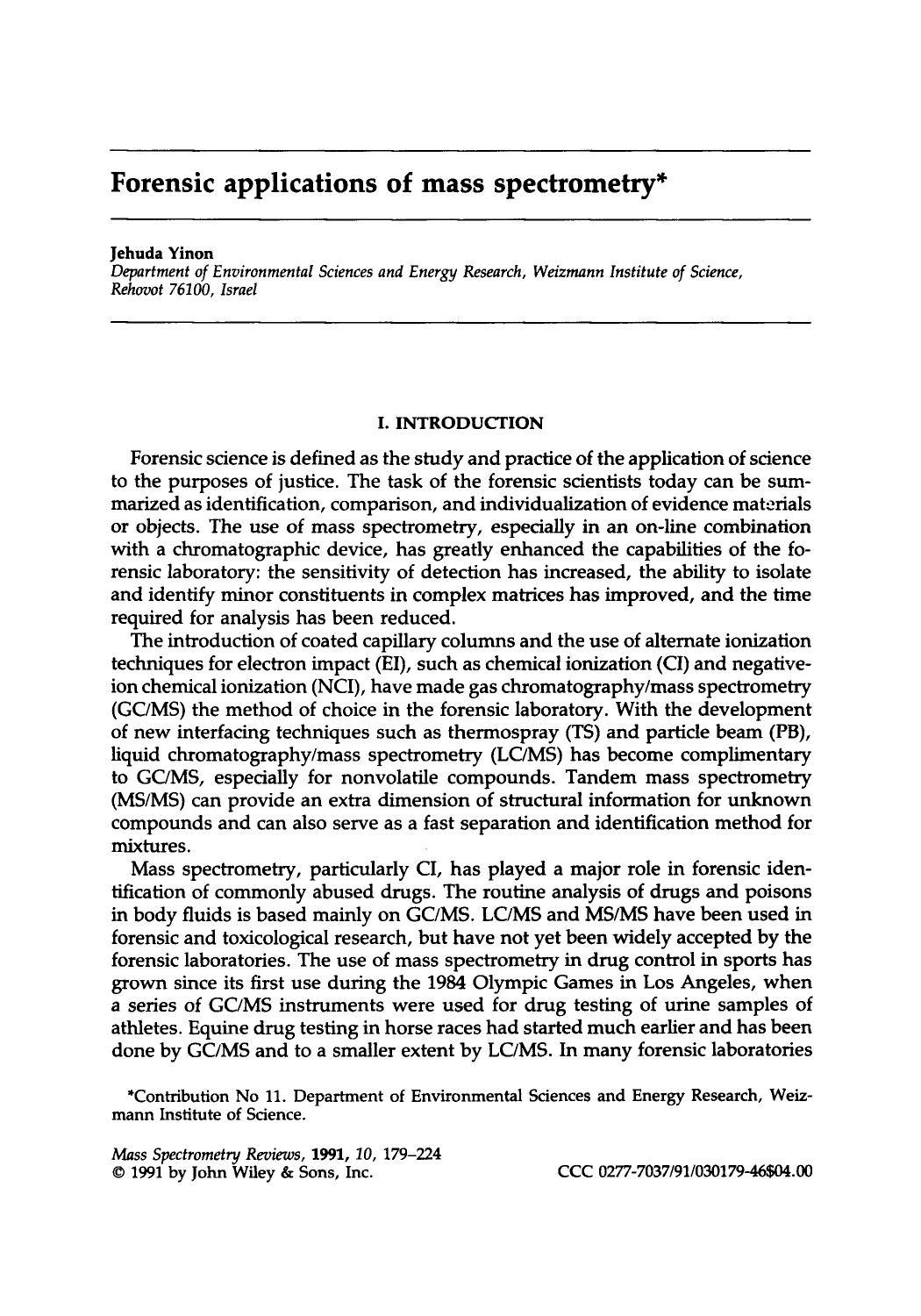 Forensic applications of mass spectrometry by Unknown
