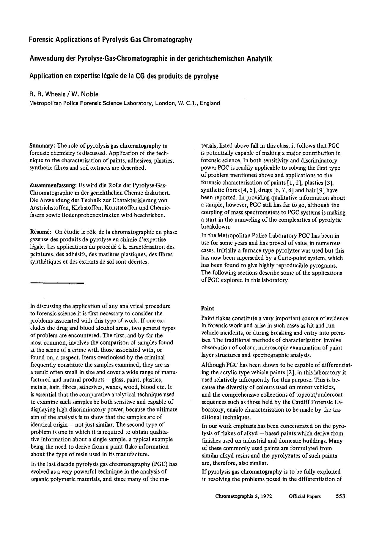 Forensic applications of pyrolysis gas chromatography by Unknown