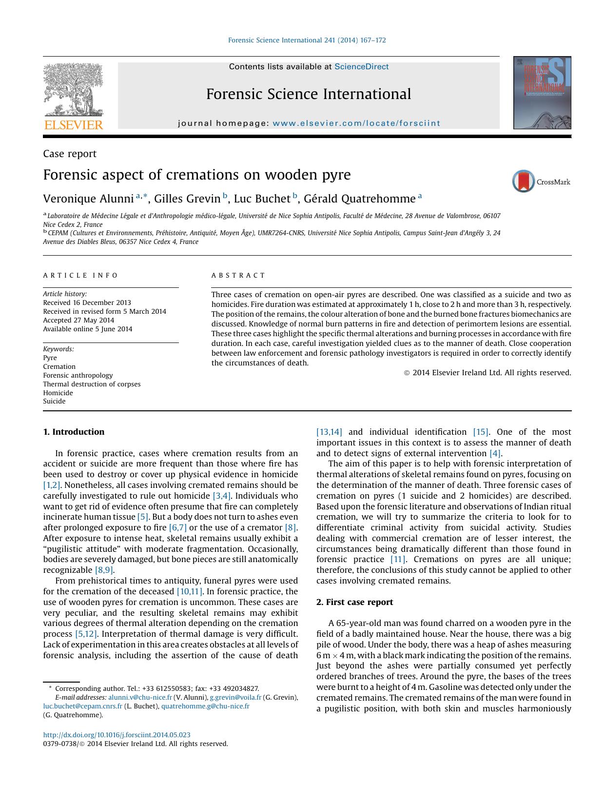 Forensic aspect of cremations on wooden pyre by Veronique Alunni & Gilles Grevin & Luc Buchet & Gérald Quatrehomme