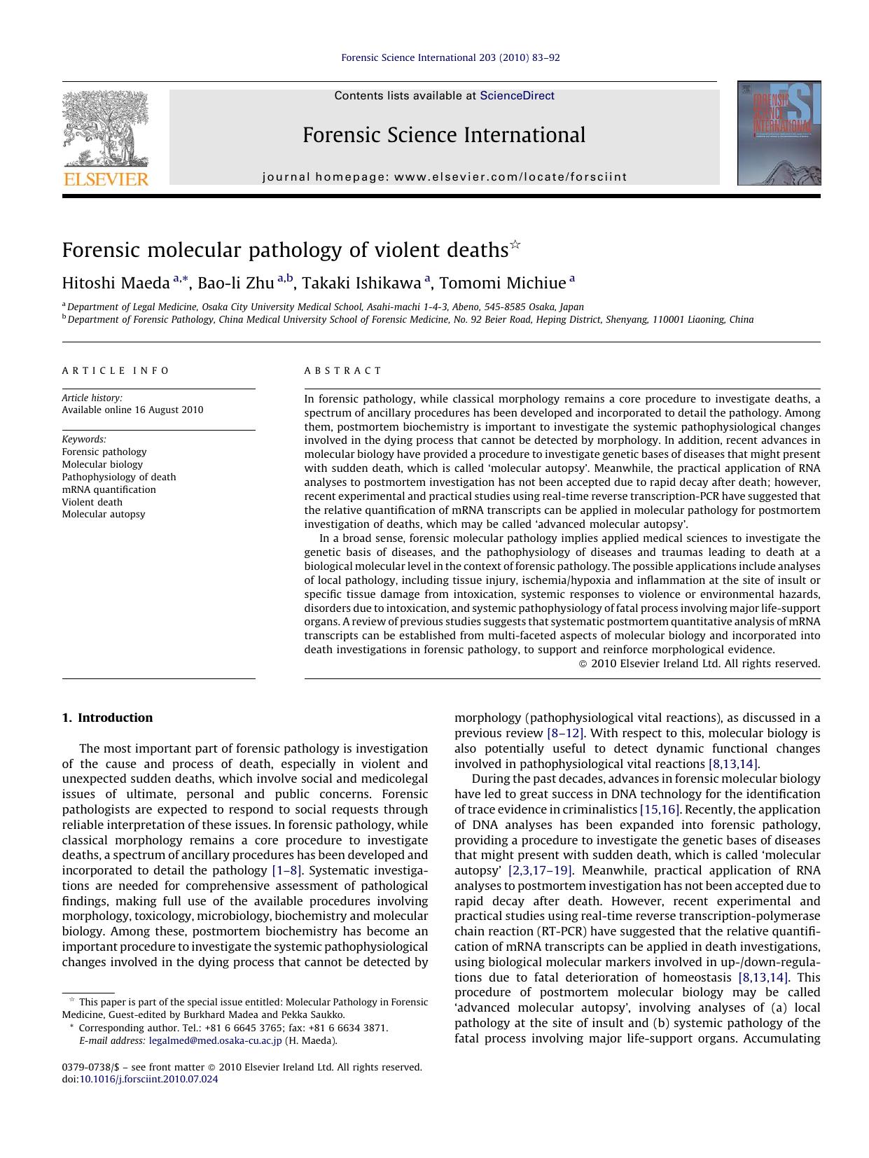 Forensic molecular pathology of violent deaths by Hitoshi Maeda