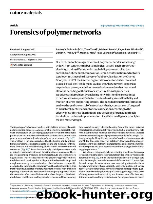Forensics of polymer networks by unknow