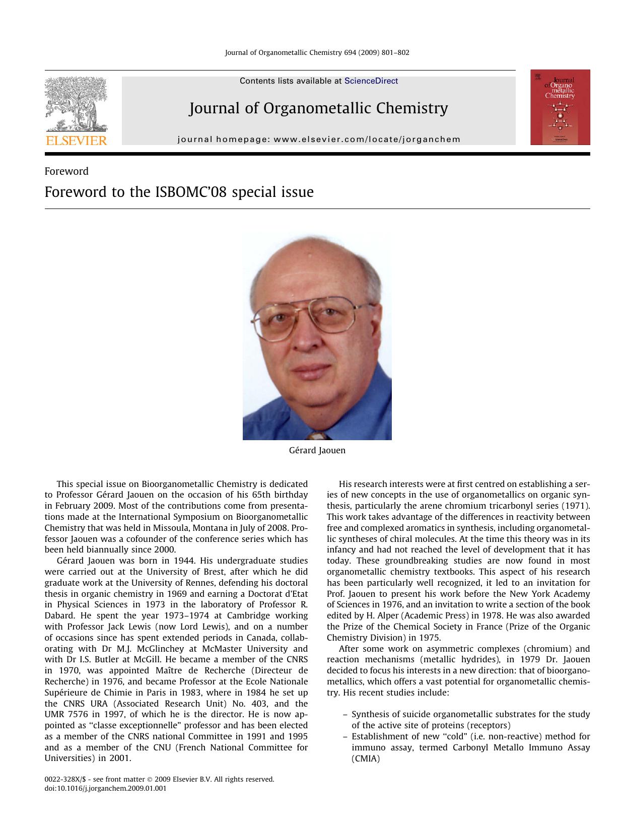 Foreword to the ISBOMC’08 special issue by Richard D. Adams