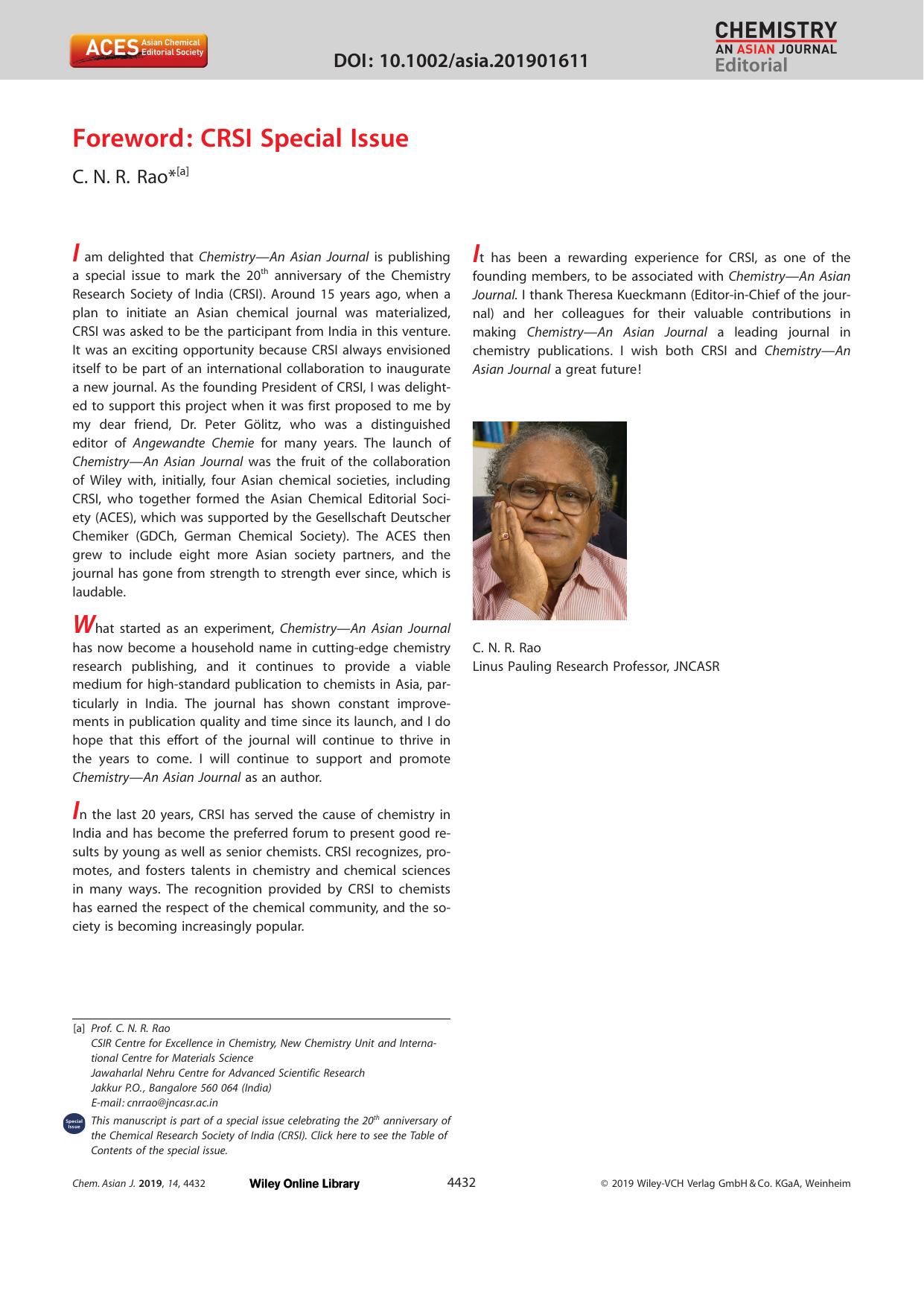 Foreword: CRSI Special Issue by Unknown