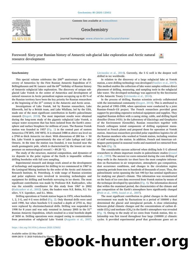 Foreword_ Sixty-year Russian history of Antarctic sub-glacial lake exploration and Arctic natural resource development by Vladimir Litvinenko