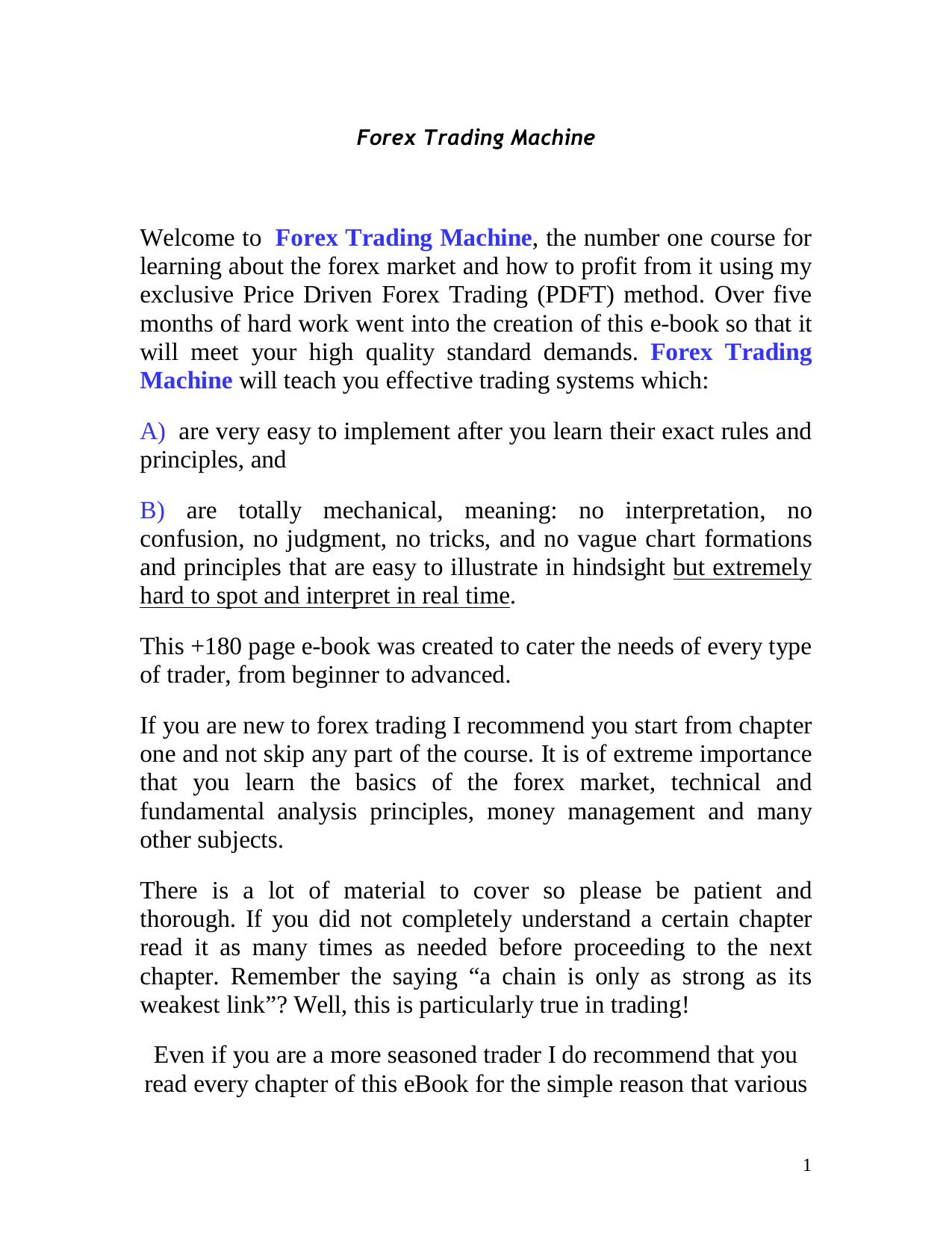 Forex Trading Machine Course by Unknown